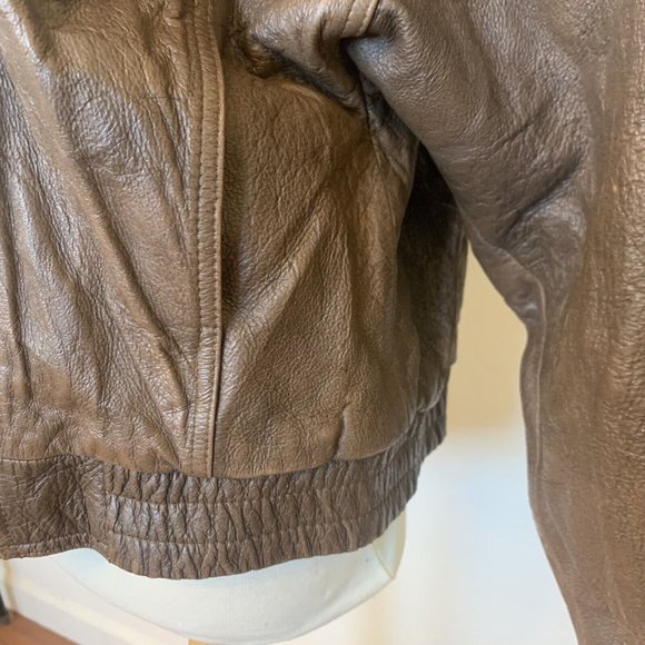 Distressed brown leather Womens jacket coat SZ Large - Vintage - Picture 3 of 7